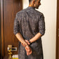 The Black Petal Print Long Kurta