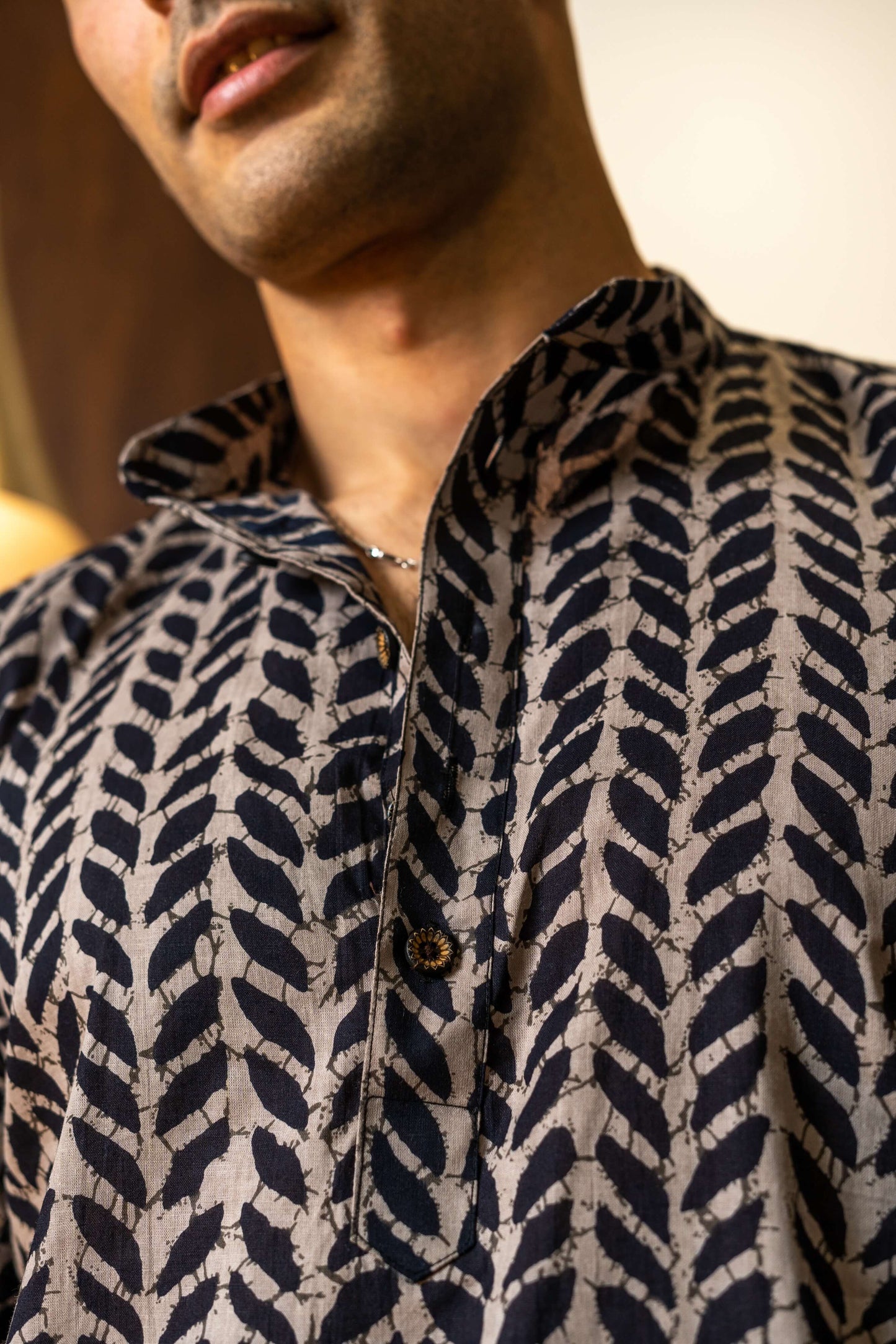 The Black Petal Print Long Kurta