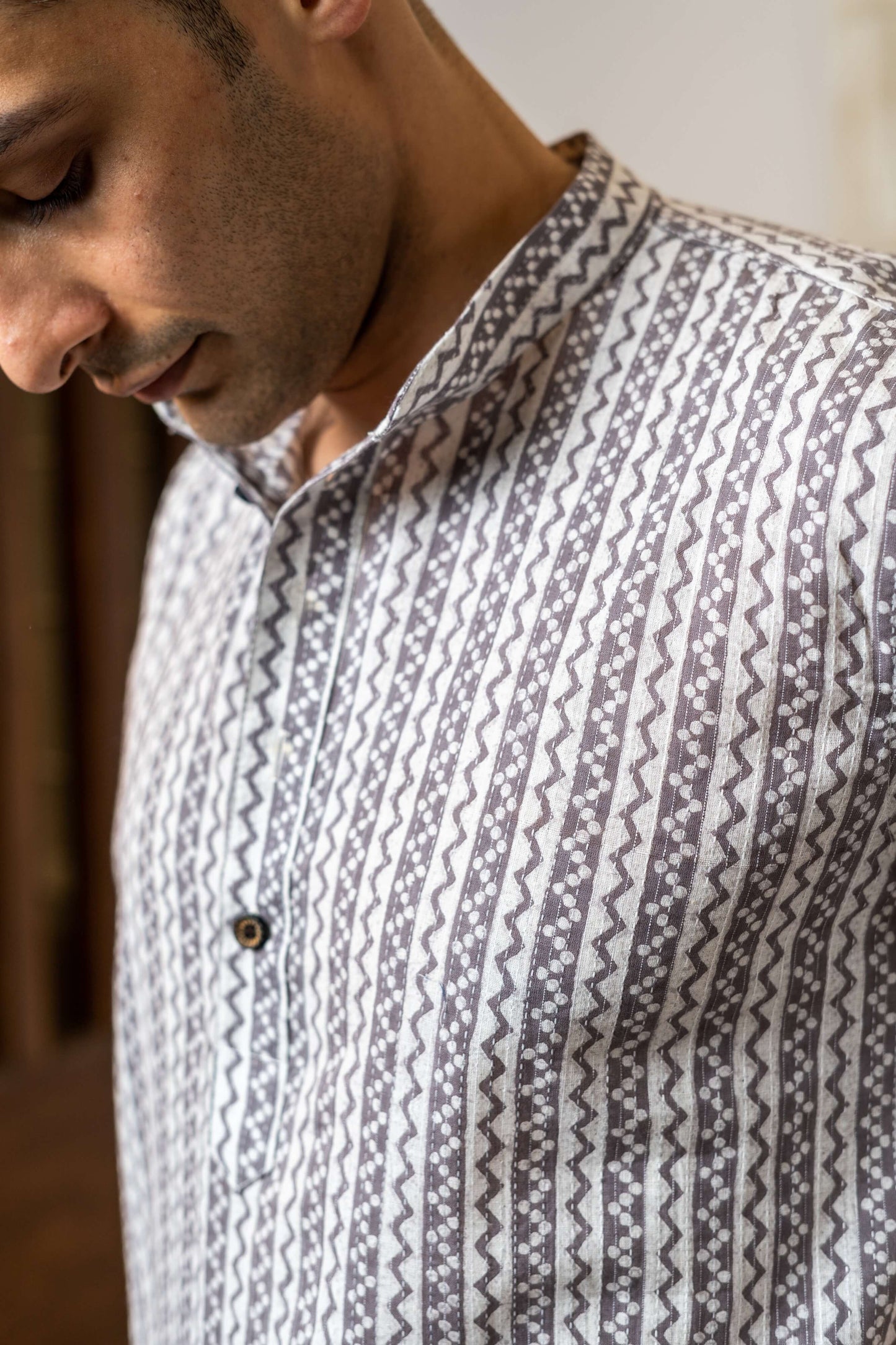 The White Kantha Work Long Kurta