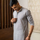 The White Kantha Work Long Kurta