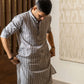 The White Kantha Work Long Kurta