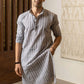 The White Kantha Work Long Kurta