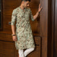 The Muslin Pastel Green Foil Print Long Kurta