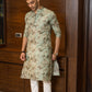 The Muslin Pastel Green Foil Print Long Kurta
