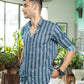 The Green Blue Floral Stripe Print Shirt