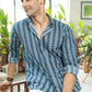 The Green Blue Floral Stripe Print Shirt