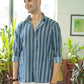 The Green Blue Floral Stripe Print Shirt