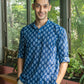 The Indigo Blue White Flower Print Short Kurta