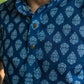 The Indigo Blue White Flower Print Short Kurta