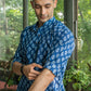 The Indigo Blue White Flower Print Short Kurta