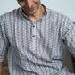 The White Kantha Work Short Kurta With Striped Tribal Print