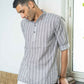 The White Kantha Work Short Kurta With Striped Tribal Print