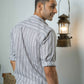 The White Kantha Work Short Kurta With Striped Tribal Print