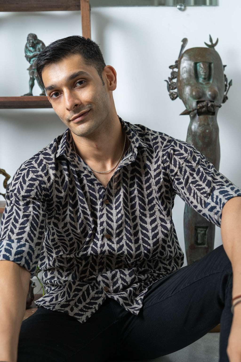 The Black Petal Stripe Print Shirt