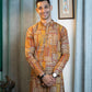 The Muslin Yellow Patch Look Foil Print Long Kurta