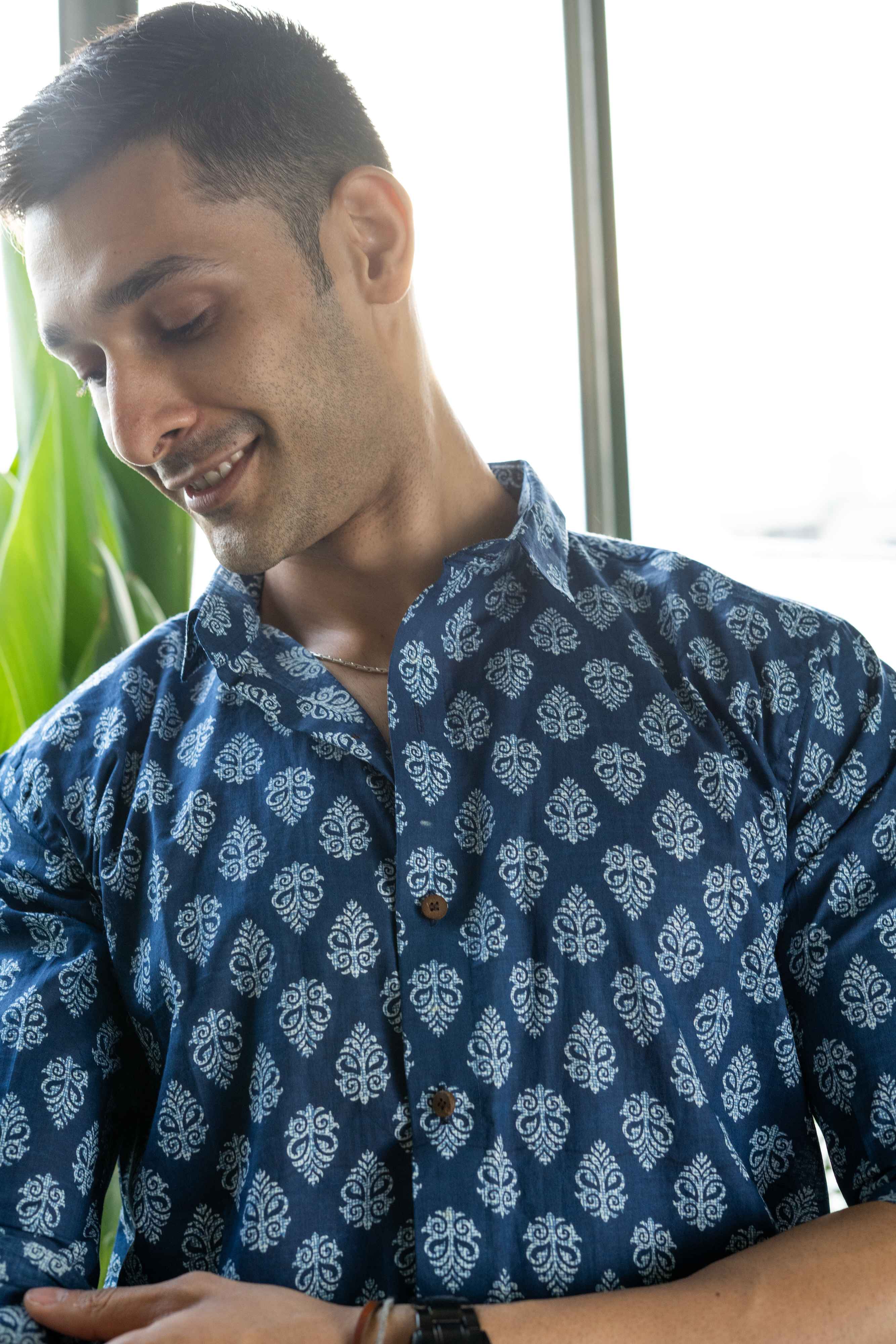 The Indigo Blue White Floral Print Shirt