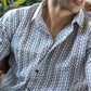 The White Kantha Work Shirt With Striped Tribal Print