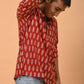 The Red Short Kurta With Floral Print