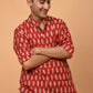 The Red Short Kurta With Floral Print