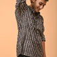 The Black Petal Stripe Print Short Kurta
