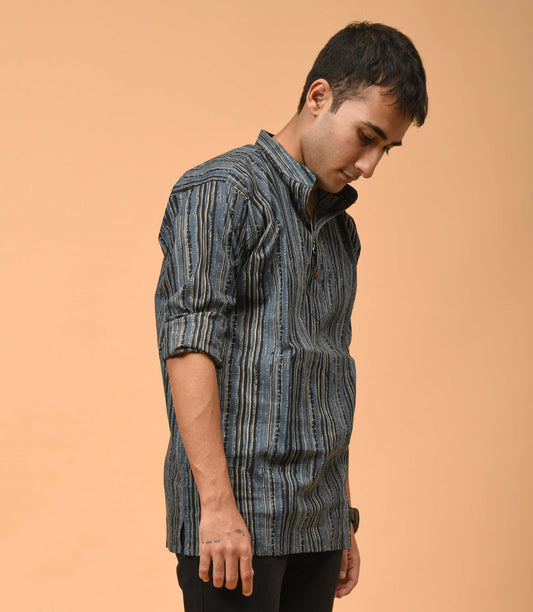 The Blue Emerald Tribal Print Short Kurta