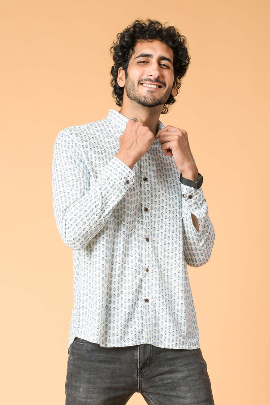 White Printed Shirt For Men