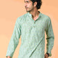 The Ocean Green Geometric-Paisley Print Short Kurta