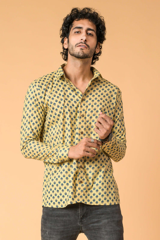 The Beige Color Butti Print Shirt