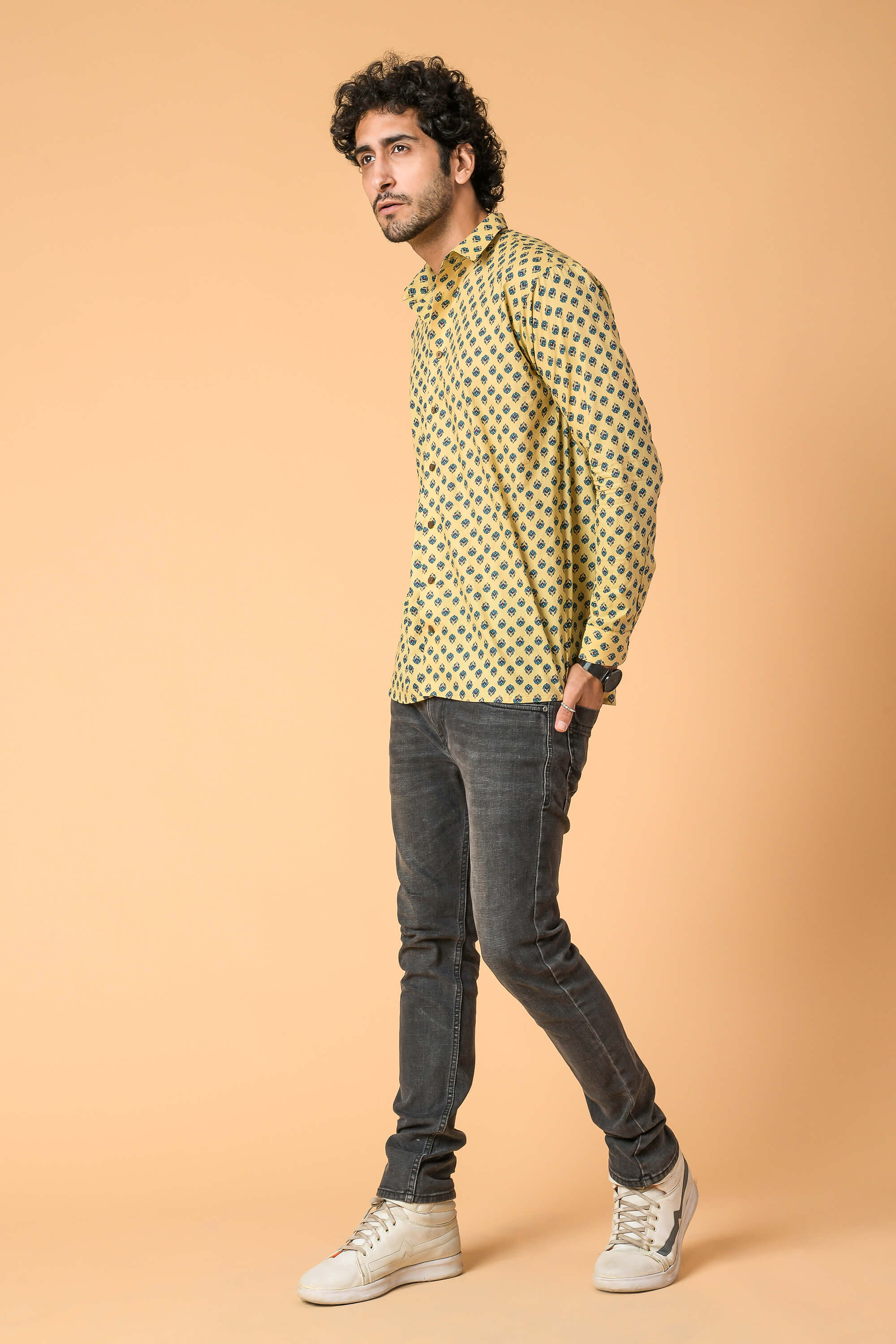 The Beige Color Butti Print Shirt